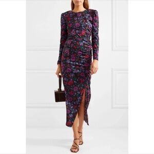Veronica Beard Selena long-sleeve floral ruched dress